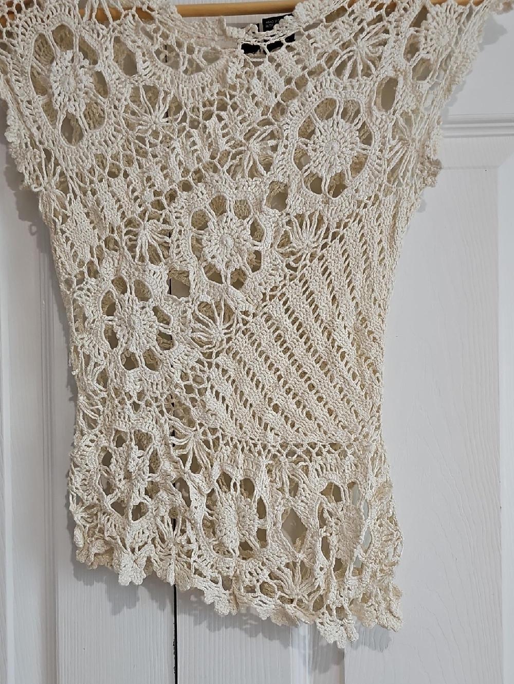 🤍 Boho Crochet Lace Top | Cream Open Knit | Size S - Picture 4 of 6